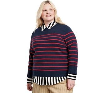 La Ligne x Target - Plus SIZE 3X - Striped Crewneck Sweater - Navy/Red